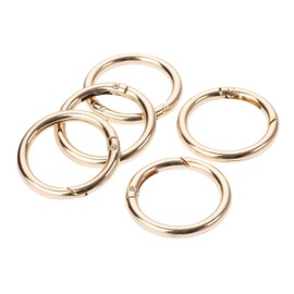 Mgoodoo Key Holder Key Ring Round Carabiner Hardware Round Jump Ring for Bag Locking Hardware Charm Accessory Parts DIY Round Spring Open/Close Round Jump Ring Gold 5-Piece Set
