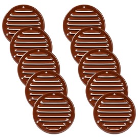 Vent Systems 4" Inch Brown Soffit Vent Cover - Pack of 10 - Round Air Vent Louver - Grill Cover - Built-in Insect Screen - HVAC Vents for Bathroom, Home Office, Kitchen