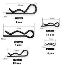 Yoliko 38 Pcs Hitch Pin Clip R Clips Retaining Pins Tractor Cotter Pin Hair Pin Assortment Iron Black Zinc-plated Spring Clip Retainer Pins keeper Pins Kit for Dolly Pins/Trailer Pin Clips Replacement