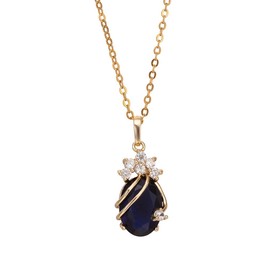 YAZILIND Cute 18K Gold Plated Deep Blue Cubic Zirconia Pendant Necklace