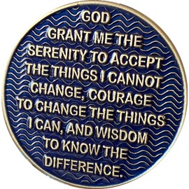 9 Month AA Medallion Antique Bronze Dusty Blue Color Sobriety Chip