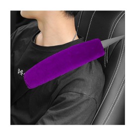 povtii 2PCS Car Seat Belt Cover Pad, Soft Auto Seatbelt Protector for a More Comfortable Driving, Fluffy Plush Seatbelt Shoulder Pad for All Vehicles and Backpack, Car Accessories (Purple)