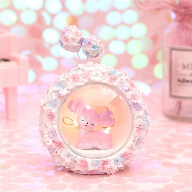 Night Light Ornaments Cute Fawn Girls Desktop Decoration for Holiday