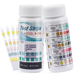 Pack of 50 Pool Test Strips, Pool Tester PH and Chlorine, 7-in-1 Pool Test Strips for Spa, Value Test Water Tester, Pool Tester for Spa, Strip Meter, Pool Water