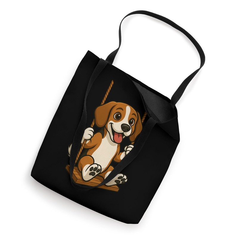 Cute Cartoon Beagle on a Swing Tote Bag