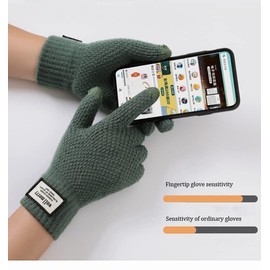 BSLVWG Winter Touch Screen Gloves Men Anti-Slip Thermal Gloves Knit Mens Gloves Thickened Elastic Windproof Cuff Warm Fluff Lining for Driving Running Sport Typing (Black)