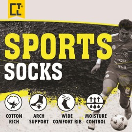 CTL® 10 Pairs Mens Sport Socks Rich Cotton Cushioned Classic Tennis Crew Sock For Everyday Gym Running Sport 6-11 (UK, Numeric, 6, 11, Regular, Regular, Black)