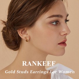 RANKEEF Gold Studs Earrings For Women Set Cubic Zirconia Stud Earrings For Women Gold