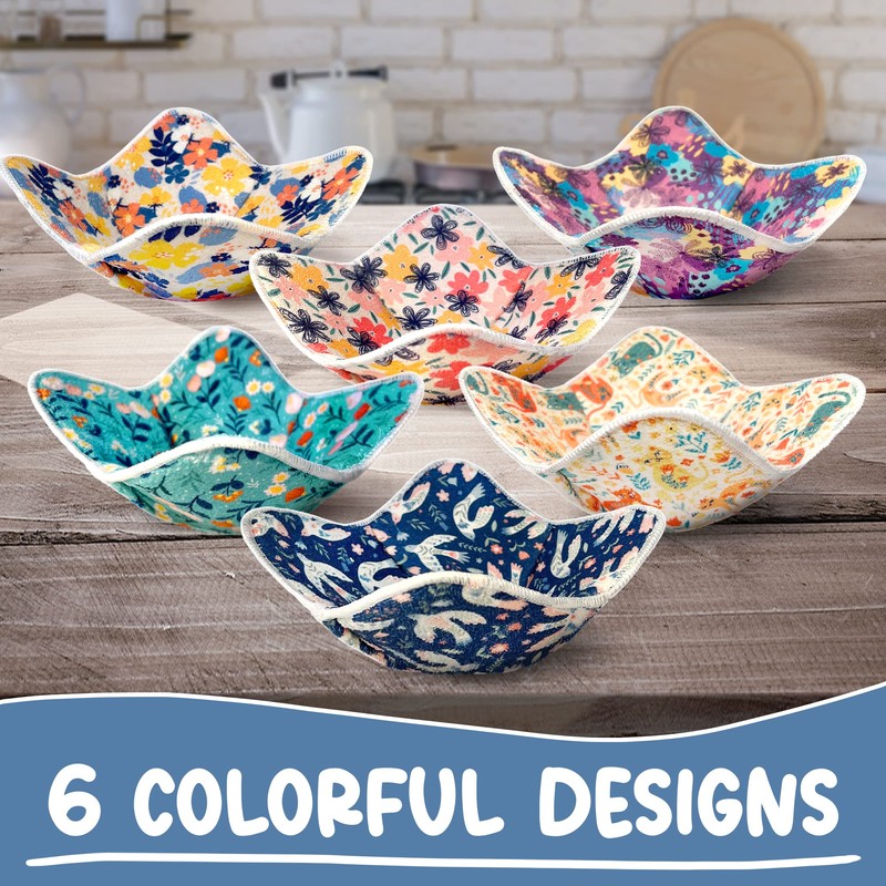 | 6 Pack Microwave Bowl Cozy with Floral Design –