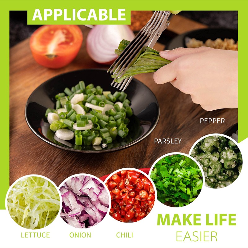 SASACIA 2-Pack Herb Scissors Set with 5 Blades & 3