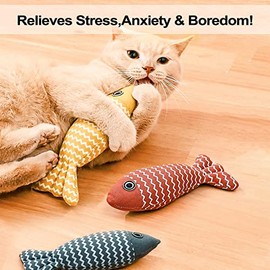 DYD 3 Piezas Juguetes Pez para Gatos, Juguetes con Hierba Gatera, Juguete Interactivo Simulación para Gatos Pez para Gatos Que Muerden, Mastican y Patean