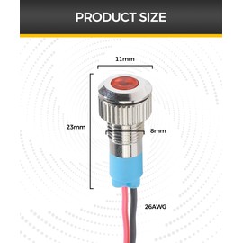 Flaconi 5PCS Car Indicator Light,Led Indicator Light 12v,Led Indicator Light,Camper Trucks Light Indicator,Led Rail Button Indicator,Led Indicator Warning Light,Suitable for Cars,Trucks (Red)