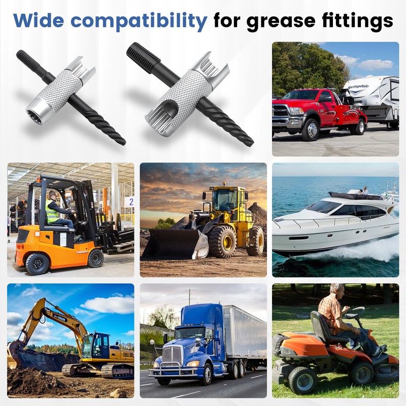 KCMOSGI 2 Pcs Grease Fitting Tool, 4-in-1 Grease Zerk Fitting