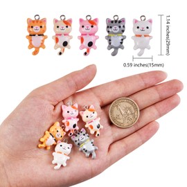 COGCHARGER 30 Pieces Cat Resin Charms for Jewelry Making Cute Cat Pendant Animal Bracelets Necklaces Earrings Keychains Decor Accessories