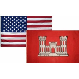 3x5 Wholesale Combo USA American & Army Corps Engineers Flag 3'x5' 2 Pack