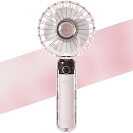 HAGOOGI Handheld Fan, Portable Fan, LED Light, 20 dB Quiet, Clear Design, 3 Levels of Air Flow Adjustment, Powerful, USB, Type-C Handheld Fan, Small, Handy Fan, With Strap, For Heatstroke Prevention