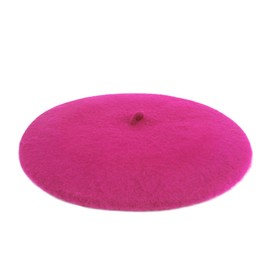 Wheebo Berets for Kids Wool French Beret Hats Artist Painter Hats for Little Girls Boys Solid Color Style(Hot Pink)