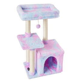 FISH&NAP Cute Cat Tree Kitten Cat Tower for Indoor Cat Condo Sisal Scratching Posts with Jump Platform Cat Furniture Activity Center Play House Rainbow