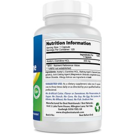 Best Naturals Best Naturals Acetyl L-Carnitine 500 mg 120 Capsules
