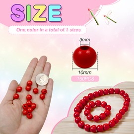 TOAOB 10 mm 150 Pieces Wooden Beads Round Natural Wooden Beads Crafts for DIY Handmade Decorations Jewellery Crafts Making