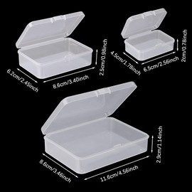 IBEQUEM 18Pcs Mixed Sizes Rectangular Empty Plastic Box, Mini Clear Plastic Organizer Small Plastic Beads Storage Containers with Hinged Lids for Craft Projects, Jewelry, Tools, Hardware, Small Items