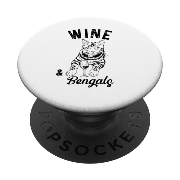 Wine and Bengal cat, Bengals kitten sketch PopSockets Swappable PopGrip