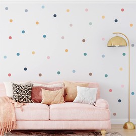 300PCS Boho Dot Wall Stickers - Macaron Color Dots Wall Decals for Girls Bedroom, Nursery, Classroom Decor, Self-Adhesive Waterproof Wall Art for Kids Room, Window Home, Party & DIY Decor