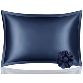 DISANGNI 100% Mulberry Silk Pillowcase，for Hair and Skin, Envelope Type, Silk Pillowcase one Side，Real Silk Pillowcase (Blue, 1 Pack King Size 20"×36")