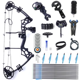 Compound Bow and Arrow Set for Adults Archery Shooting Bow Adjustable 30-65LBS Composite Bow Combination 19.5"-30" Draw Length Hunting Equipment