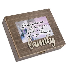 Cottage Garden Grandma I Love You Metal Appliqué Family Music Box Plays Wind Beneath My Wings
