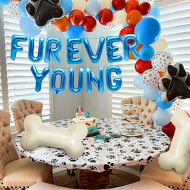 Roaring Good Time 15 PCS Dog Birthday Party Decoration Fur Ever Young Pet Puppy Birthday Party Supplies Decorations Lets Pawty Balloons Puppy Themed Birthday Decorations Dog Balloons