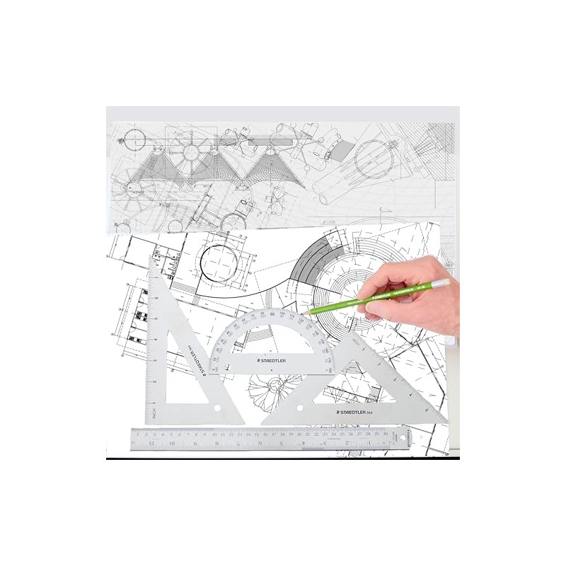 STAEDTLER Stainless Steel Math Set - With 12in Ruler, 2