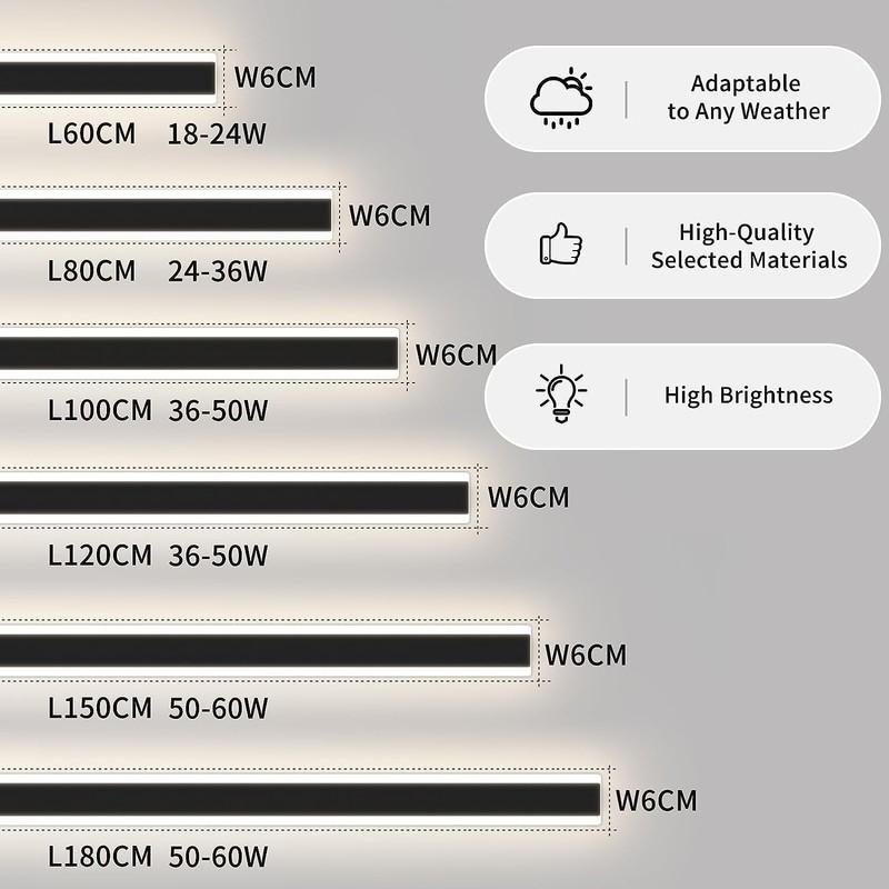 Mikeru Modern Wall Light, 3000k-6000k Dimmable Sconce 23.6inch Black Exterior