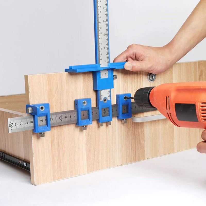 JoyTube Cabinet Hardware Jig Adjustable Punch Locator Tool,Drill Template Guide