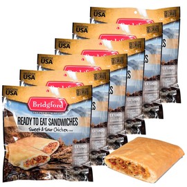 Bridgford MRE Sweet and Sour Chicken - 6 Pack Ready to Eat Survival Food Storage Meals - Shelf-Stable MRE Meals for Camping, Hiking, and Emergency Preparedness - No Refrigeration Needed Civilian