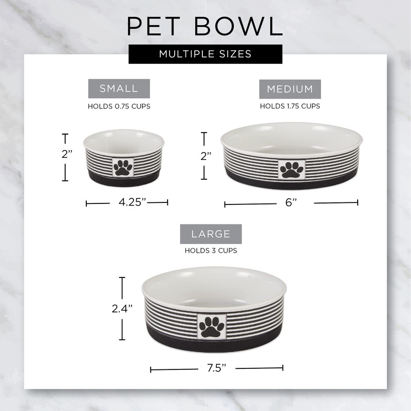 Bone Dry Dog Bone Ceramic Pet Bowl & Canister, Large,