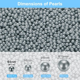sourcing map 5000Pcs Faux Pearl for Vase Filler, 4mm No Hole ABS Round Pearls for Crafting, Jewelry Making, Vase Filler, Cosmetic Boxes, DIY Parts, Table Scatter, Deep Silver Grey