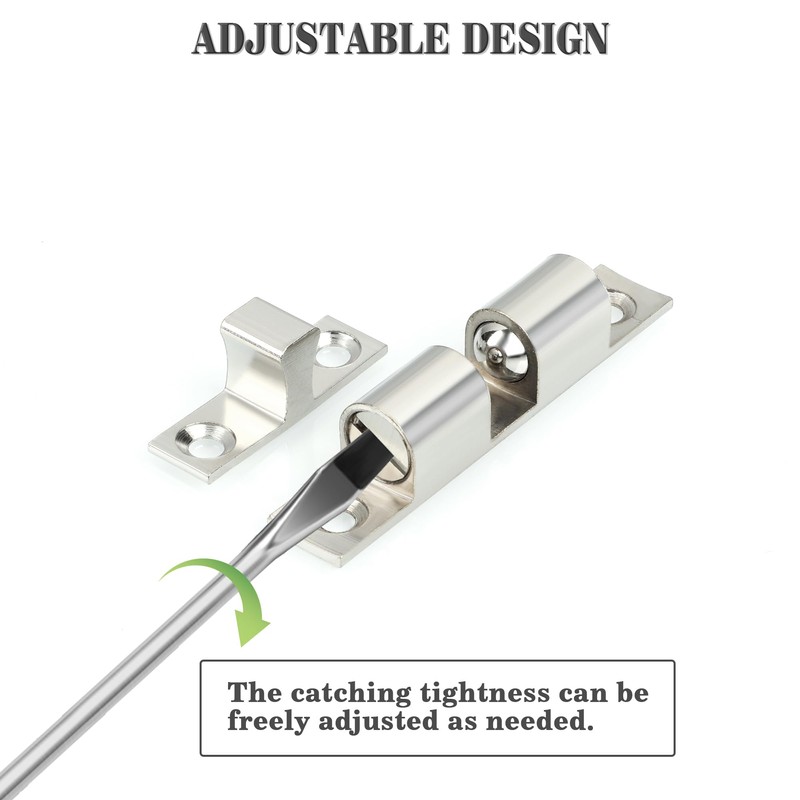 Alise Double Roller Catch Cabinet Latches,Adjustable Double Ball Tension Roller