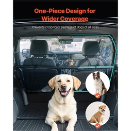 Happybuy Dog Car Barrier, 50" Wide Car Divider for Front Seats Installation,Vehicle Pet Barrier with See Through Net Mesh, Universal-Fit Dog Car Barrier for Mid-Sized Sedans and SUVs. Black
