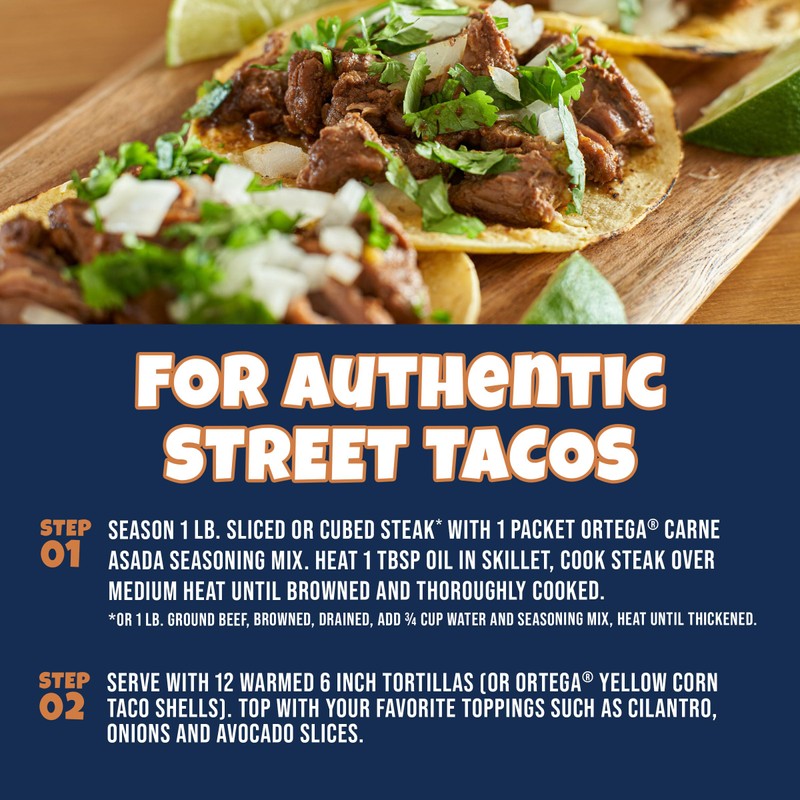 Ortega Street Taco Seasoning Mix, Carne Asada, 1 Ounce (Pack