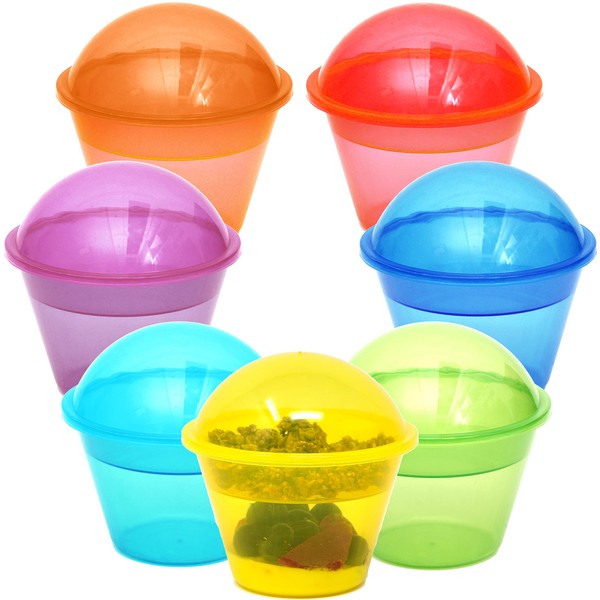 Youngever 7 Sets Plastic Yogurt Cups, Reusable Plastic Dessert Cups with Inserts and Dome Lids, Plastic Parfait Cups, Spill and Leak Proof (Small 4 Ounce)