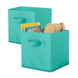 Whitmor Set of 2-10 x 10 x 10 inches-Turquoise Collapsible Cubes, Fabric