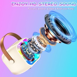 Karaoke Machine 2 Wireless Microphones for Kids & Adult, Portable Bluetooth Karaoke Machine Speaker With Voice Changing Effects & LED Light for Home Karaoke Birthday Party