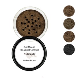 Men’s Beard, Mustache & Hair Root Touch Up Powder – Bald Spot Cover Powder – No Fragrance, Talc or Parabens – Hair Cover Hairline Powder by NuBeauti (Darkest Brown, Without Brush)