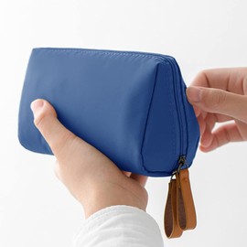 Small Makeup Bag Beauty Cosmetic Organizer Pouch for Cosmetics Makeup Brushes Travel Accessories Women Girls-Navy Blue(Beige Lining)