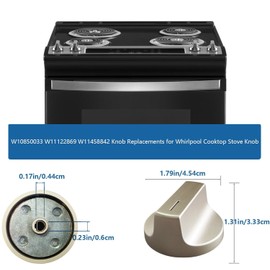 (4Pcs) W11517331 / W11117415 for Whirlpool Gas Stove Knobs Replacement Part W10850027,Compatible for Whirlpool Range Stove Knob Number WEC310S0LS1, WEE515S0LZ1, WEC310S0LS2, WEE745H0FS1, WEE745H0FS0