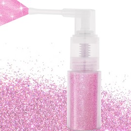 MEICOLY Pink Hair and Body Glitter Spray,25g/0.88OZ,Shinny Sparkle Glitter Spray for Clothes,Loose Shimmer Hairspray for Festival Rave Makeup/Stage Performance,Lightweight
