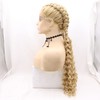 613 Blonde Double Braids Wig Long Curly Blonde Middle Part