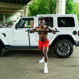 Redge Fit™ Complete Portable Full Body Home Gym Park Workout Set I Resistance Bands for Beginners to Elite Athletes I Collapsible Resistance Bar I Train Insane (Upgraded Version)