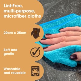 Furniture Clinic Pack of 10 Microfibre Cloths – Lint Free - Multi-Coloured Cleaning Cloths - Reusable and Washable